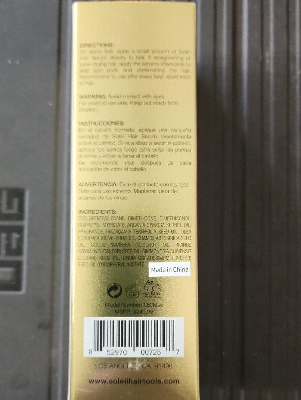 Soleil Moroccan Hair Serum - Gold Packaging - Picture 2 of 3